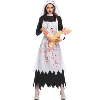 China Polyester Halloween Carnival Horror Nunnery Ghost Nun Devil Nun Movie Role Play Holiday Party Costumes for sale