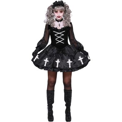 China Polyester European Nun's Vampire New Plus Size American Ghost Outfit Halloween Cosplay Costumes For Women for sale