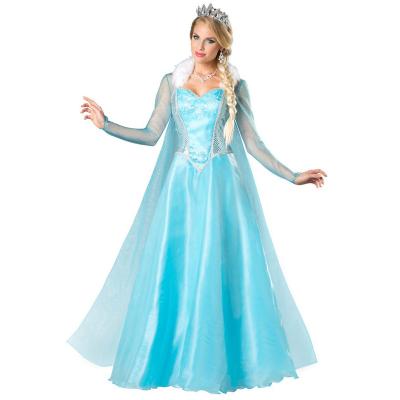 China 2022 Polyester Princess Dress Blue Shine Party Performance For Adults for sale