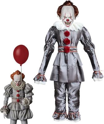 China Polyester Clown Cosplay Costume Kids Halloween Creepy Equipment With Full Scary Costume Masquerade Party for sale