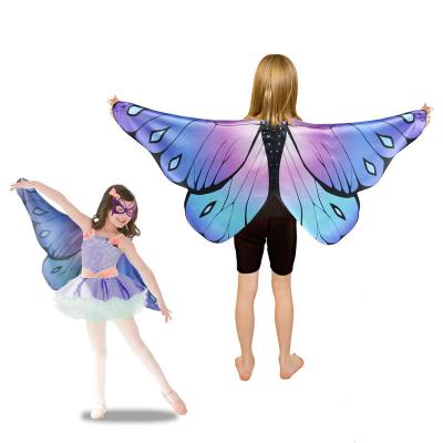 China Latest Style Rainbow Kids Butterfly Wings For Girls Fairy Cape Festival Rave Halloween Dress Up Costume Gifts for sale