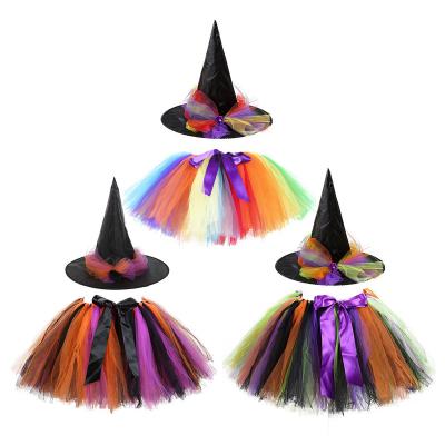 China Polyester Halloween Witch Costume Sets Tutu Witch Costumes Accessories Set Evil Black for sale