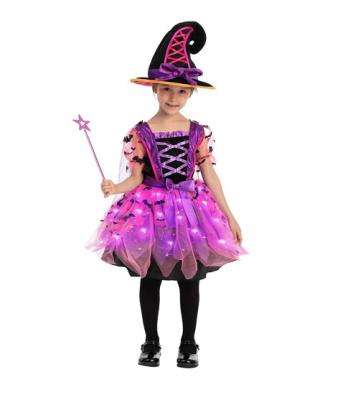 China Polyester Kid Girl Pinky Witch Costume Tattered Tutu Skirt For Halloween Events Role Playing Parties for sale