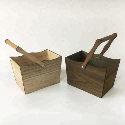 China 2018 China hot rectangular natural paulownia wood beer basket with movable handle for sale