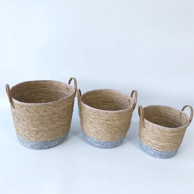 China Viable Most Fashionable Design Around Paper Straw Sewing Laundry Basket For Blanket In Living Room for sale