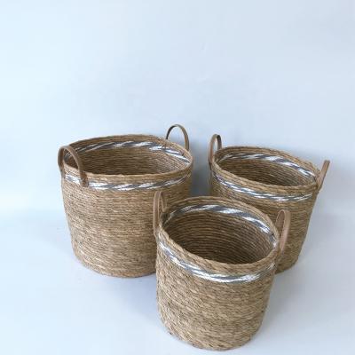 China Modern Sustainable Style Portable Paper Rope Woven Storage Basket For Baby Clothing for sale