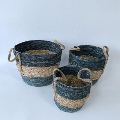 China Sustainable Round Grass Sewing Knitting Laundry Baskets For Dirty Cloth for sale