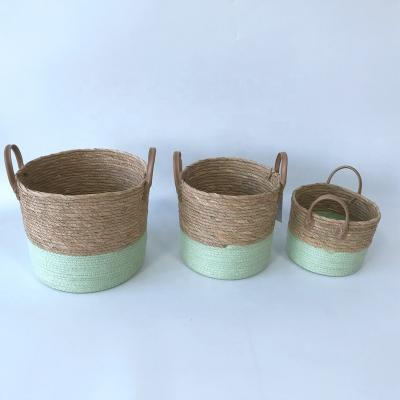 China Viable Spring Colored Round Sea Grass and Esparto Weaving for Storage or Planting for sale