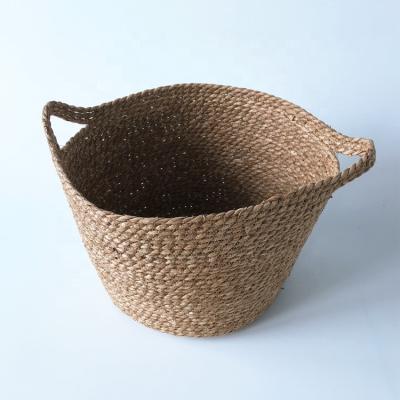 China Sustainable Woven Baby Laundry Hamper With Handle Decorative Woven Blanket Basket for sale