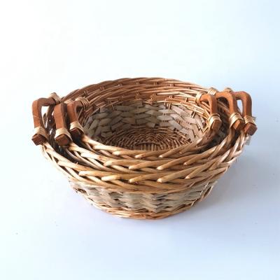 China Modern Handmade China Wicker Gift Wrap Basket Willow Rattan Tray for sale