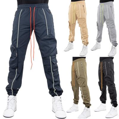 China High Street Cargo Pocket Sweatpants Men's Loose Joggers Sweatpants QUICK DRY Reflective Striped Trousers Men for sale