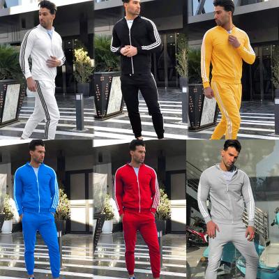 China Thermal Three Stripes Mens Sweater Cardigan 2 Piece Set Mens Casual Tracksuits Mens Casual Outfits for sale