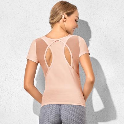 China Shirts & Loose Tops Women Sports T-shirt I Mesh Breathable Round Neck Jacket Suit Yoga Exercise Short Sleeves for sale