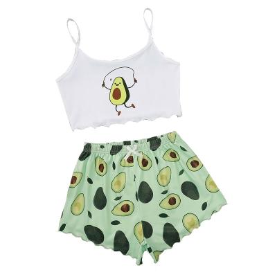 China High Quality QUICK DRY Women's Pajamas Set Summer Cotton Pijamas Woman With Avocado Print for sale