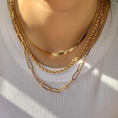 China New Fashion Trendy Punk Necklace Chain Snake Paperclip Stainless Steel Handmade Chain Necklace For Women Jewelry Gift for sale