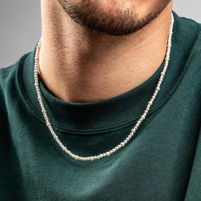 China 2022 New Vintage Simulation Pearl Necklace Men's Round 4/8/10mm Simple Handmade Pearl Necklace For Men's Jewelry Gift for sale