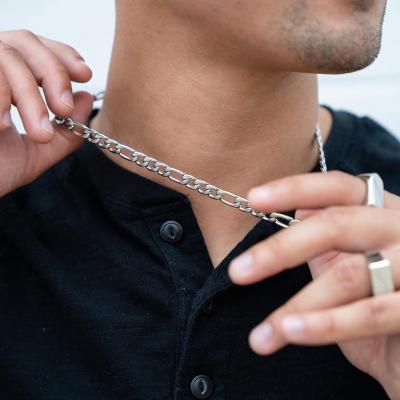 China 2022 New CLASSIQUE Figaro Necklace Men Width 3&5&7mm Stainless Steel Choker Chain Chain Necklace For Men Jewelry Gift for sale