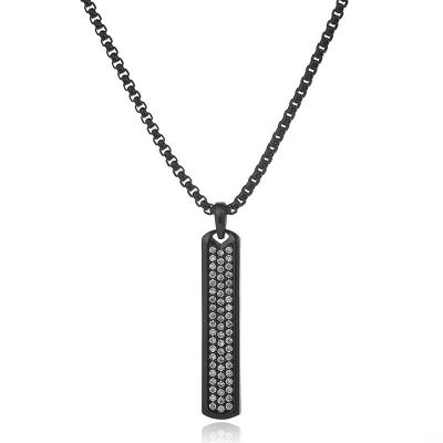 China New Fashion CLASSIC Rectangle Men's Pendant Necklace Pave CZ Charm Pendant Necklace For Men's Jewelry Gift for sale