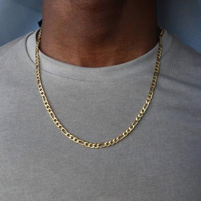 China CLASSIC Classic Chain Gold Color Stainless Steel Men's Necklace Long Figaro Necklace For Men's Jewelry Gift for sale