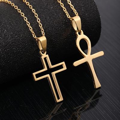 China 2022 New Classic CLASSIC Necklace Mens Vintage Stainless Steel Link Chain Cross Pendant Necklace For Men Jewelry Gift for sale