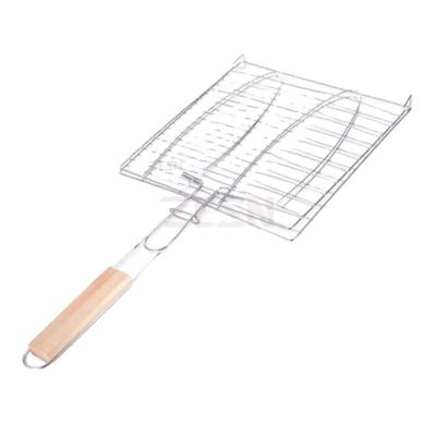 China Grilled Non-Stick Wire Easily Cleaned Mesh Grill Net BBQ Grill Basket Clip For Fish & Vegetable & Steak Zesn for sale