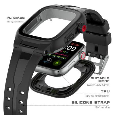 China Waterproof Silicone Soft Strap PC TPU High Cost Performance Full Protective Watch Case For iWatch Apple Watch Series for sale