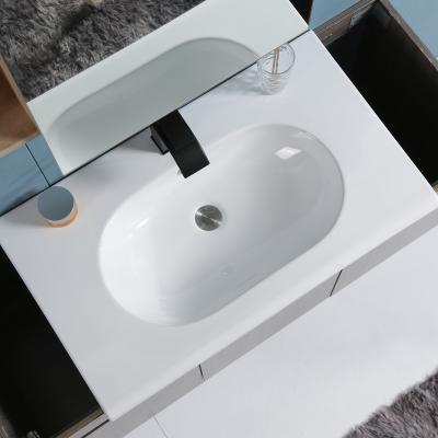 China Easy Clean Countertop Rectangular Thin Edge Ceramic Bathroom Vanity Basin for sale