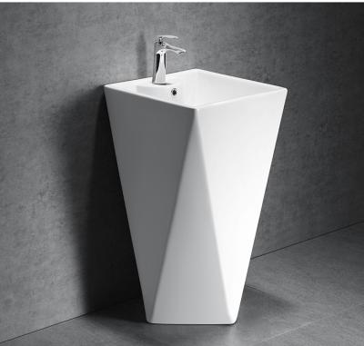 China Easy Clean Bathroom Pedestal Sink Floor Standing Hand Basin Hot Selling Sink for sale