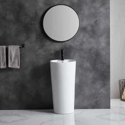 China Easy Clean Bathroom Sink Sanitary Ware One Piece Ceramic Pedestal Sink for sale