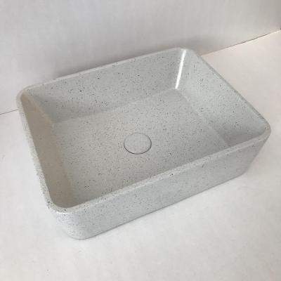 China Art Wash Basin High Grade Easy Clean Wash Basin Rectangle White Concrete Bathroom Sink for sale