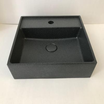 China Art Design Bathroom Sink Easy Clean Simple Rectangle Concrete Wash Basin for sale