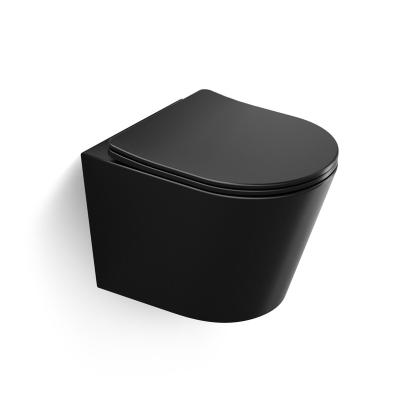 China Hidden Cistern Hidden Cistern Matte Black Bathroom Ceramic Wall Hung Toilet for sale