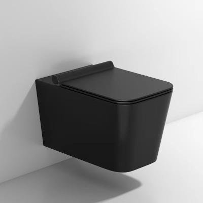 China Matte Black Sanitary Ware Concealed Cistern Bathroom Hot Sales Hidden Ceramic Wall Hung Toilet for sale