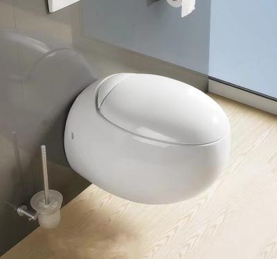 China Modern Sanitary Hidden Ware Egg Shape Wash Down Bathroom Wall Hung Toilet Ceramic P Trap Toilet for sale