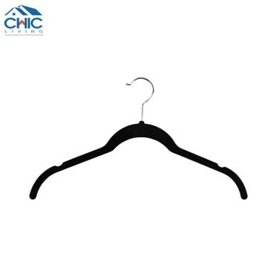 China Velvet Shirt Hangers Non Slip Felt Shirt Hangers Space Saving Dress Hangers For Clothes for sale