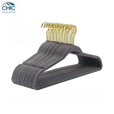 China Multifunctional Hangers Amazon Best-Selling Gold Velvet Clothes Rack Clothes Rack Velvet Hangers For Closet for sale