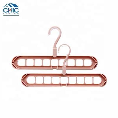 China 9 Hole Multifunctional Plastic Plastic Hangers Sliding Matching Hanger Drying Rack Hook Organizer for sale