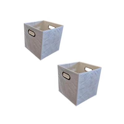 China Viable Foldable Bestselling Printed Nonwoven Storage Box with Metal Handles for Cabinet for sale