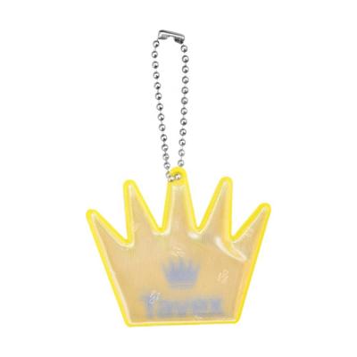 China Promotion Gift CE EN 13356 Crown Shape Custom Reflector Safety Reflective Key Chain Hangers For Kids for sale