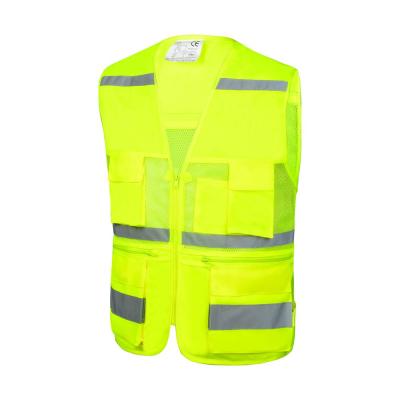 China Wholesale 100% Polyester ANSI/ISEA 107-2015 PPE Equipment Women Men Pocket Reflective Vest Cycling Safety Gear Running Jogging for sale