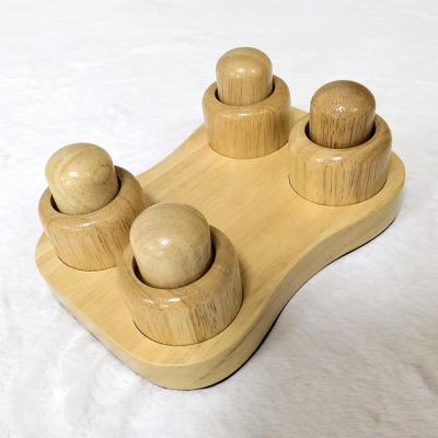 China Wooden Body Massage Back Roller Muscle Release Tool Body Therapy Wood Massage Tools With 4 Massage Heads for sale