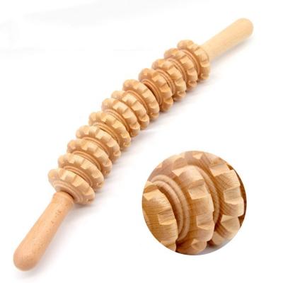 China Body 12 Rollers Therapy Wood Massage Tools Curved Exercise Wooden Massage Roller Sticks Lymphatic Drainage Massager for sale