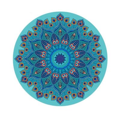 China Round Rubber Yoga Mat Meditation Mat Custom Print Suede Non-slip Yoga Pilates Exercise Pad for sale