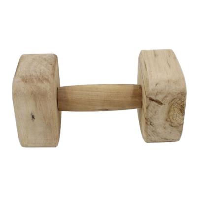 China Paint-baked Wooden Dumbbell Dog Training Bite Toys Dog Bite Professional Strength Training Dumbbells Pet Solid Wood Dumbbell for sale