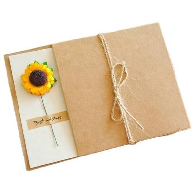 China Europe Greeting Card Printing Wedding Anniversary Thank You Card Kraft Paper Dry Flower Greeting Card for sale