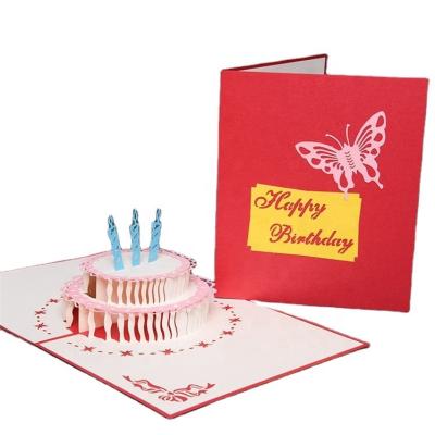 China New Europe Design Special Pop Up Greeting Card 3D Printing Happy Birthday Cards With Envelopes for sale