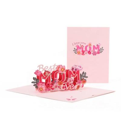 China Europe 3D Amazon Mother's Day Love Cherry Blossom Paper Engraved Thank You Card Pop Up Mum Cards for sale