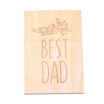 China Europe Father's Day Greeting Card Wood Laser Cutting Best Dad Gift Wishes Greeting Card for sale