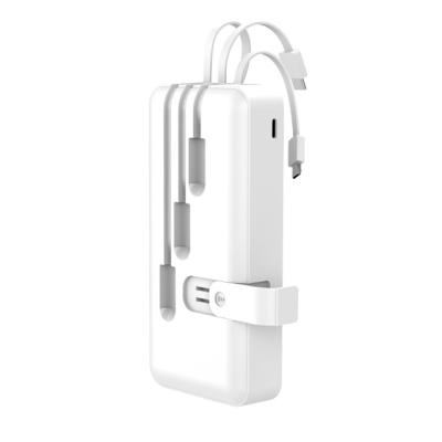 China Quick Support Powerbank 20000Mah White 5 Large Capacity Charging in 1 Durable Built-in Cable Easily Carry Explosion Proof Powerbank for sale