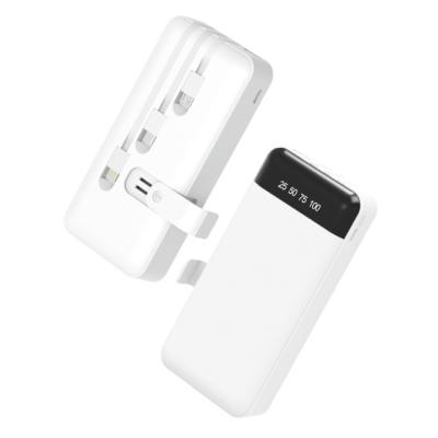 China Quick Support Powerbank 20000Mah White 5 Large Capacity Charging in 1 Durable Built-in Cable Easily Carry Explosion Proof Powerbank for sale